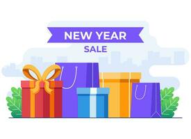 New Year sale flat illustration vector template, Discount, Special offer,