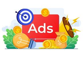 Paid advertising campaign display ads on website generating revenue for publisher, Pay per click concept, PPC, Advertising or advertisement, Promoting brands to audience, Internet marketing concept vector