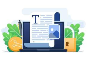 Copywriting concept flat illustration vector template, Journalism, Writing, Copyright idea, Writing or editing text