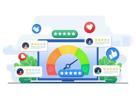 Customer satisfaction indicator for product, service, app, website, Consumer opinion, review, feedback, User experience, vector