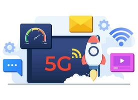 5G signal technology concept flat illustration vector template, High speed internet, Mobile telecommunication system