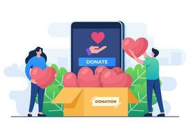 Online donation concept flat illustration concept vector template, Financial support and fundraising concept, Nonprofit organization, Supporting and giving help, Volunteering, Social support