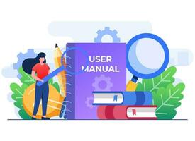 User manual book flat illustration vector template, Guide instruction, Manual book, Customer guide, Useful information, User guidance, Guidebook, Handbook, Tutorials