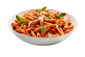 ai generiert Pasta mit Tomate Soße auf ein transparent Hintergrund. ai png