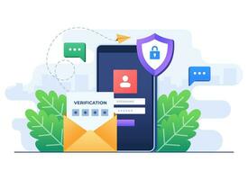 Two-step verification flat illustration vector template, OTP, Authentication password, One-time password for secure transaction