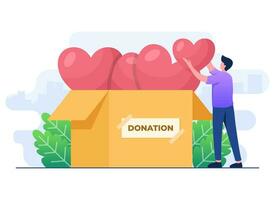 caridad y donación concepto plano ilustración vector plantilla, secundario y dando ayuda, humanitario asistencia, trabajar como voluntario, social apoyo