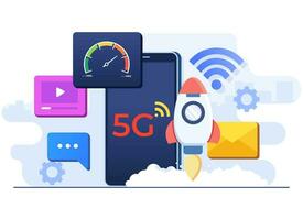 5G signal technology concept flat illustration vector template, High speed internet, Mobile telecommunication system