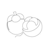 mangosteen single continuous line drawing vector