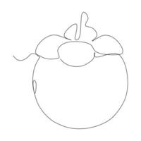 mangosteen continuous line drawing on a white background. vector illustration