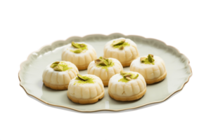 AI generated Sandesh on Plate with Transparent Background. AI png