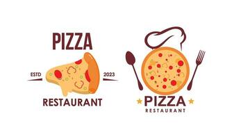 Pizza logo, íconos y diseño elementos para pizzería vector