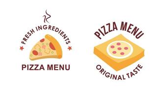 Pizza logo, íconos y diseño elementos para pizzería vector