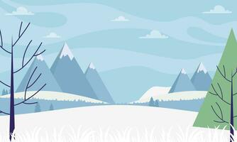 Winter Landscape Background. Flat Vector Illustration