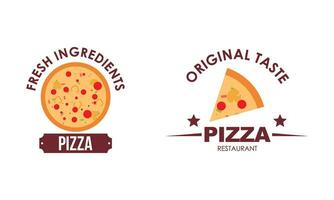 Pizza logo, íconos y diseño elementos para pizzería vector