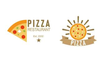 Pizza logo, íconos y diseño elementos para pizzería vector