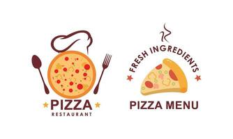 Pizza logo, íconos y diseño elementos para pizzería vector