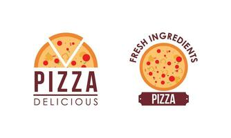 Pizza logo, íconos y diseño elementos para pizzería vector