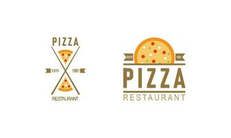 Pizza logo, íconos y diseño elementos para pizzería vector