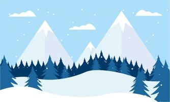 Winter Landscape Background. Flat Vector Illustration