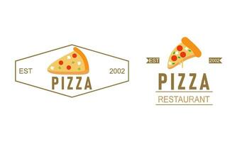 Pizza logo, íconos y diseño elementos para pizzería vector