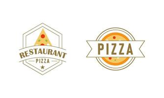 Pizza logo, íconos y diseño elementos para pizzería vector