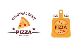 Pizza logo, íconos y diseño elementos para pizzería vector