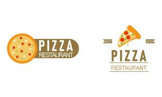 Pizza logo, íconos y diseño elementos para pizzería vector