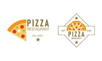 Pizza logo, íconos y diseño elementos para pizzería vector