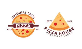 Pizza logo, íconos y diseño elementos para pizzería vector