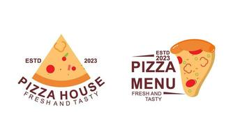 Pizza logo, íconos y diseño elementos para pizzería vector