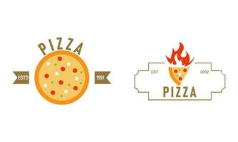 Pizza logo, íconos y diseño elementos para pizzería vector