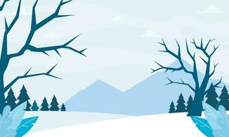 Winter Landscape Background. Flat Vector Illustration