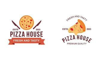 Pizza logo, íconos y diseño elementos para pizzería vector