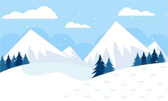 Winter Landscape Background. Flat Vector Illustration