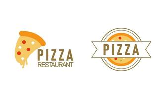 Pizza logo, íconos y diseño elementos para pizzería vector