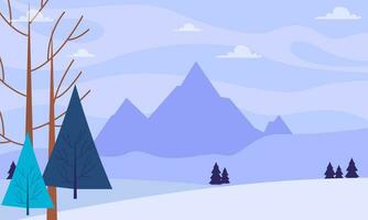 Winter Landscape Background. Flat Vector Illustration