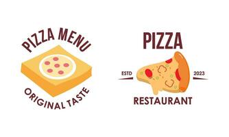 Pizza logo, íconos y diseño elementos para pizzería vector