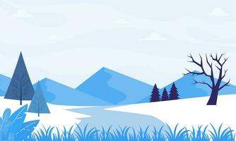 Winter Landscape Background. Flat Vector Illustration