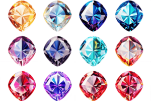 ai gegenereerd diamant edelsteen reeks met transparant achtergrond. ai png