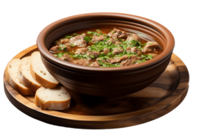 AI generated Bowl of Soup with Meat on a Transparent Background. AI png