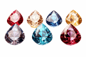 ai generado diamante piedra preciosa conjunto con transparente antecedentes. ai png