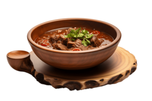 ai généré bol de soupe avec Viande sur une transparent Contexte. ai png