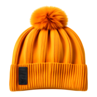 AI generated Orange Winter Knitted Hat Isolated on Transparent Background png