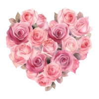 AI generated Heart made of pink roses. AI generated image png