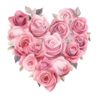 AI generated Heart made of pink roses. AI generated image png