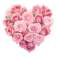 AI generated Heart made of pink roses. AI generated image png