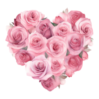 ai genererad hjärta tillverkad av rosa rosor. ai genererad bild png