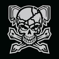 a skull with crossed bones and a cross on it vector