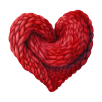 ai généré rouge cœur en forme de la laine fil. ai généré image png
