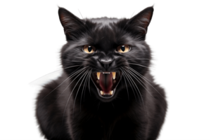 AI generated Hissing Black Cat on a Background with Transparency. AI png